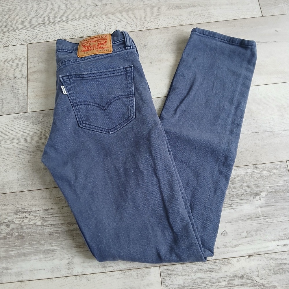 Levis 511 Slim Fit Denim Jeans Mens W32 L32 Blue Cotton Blend Pants *Stain